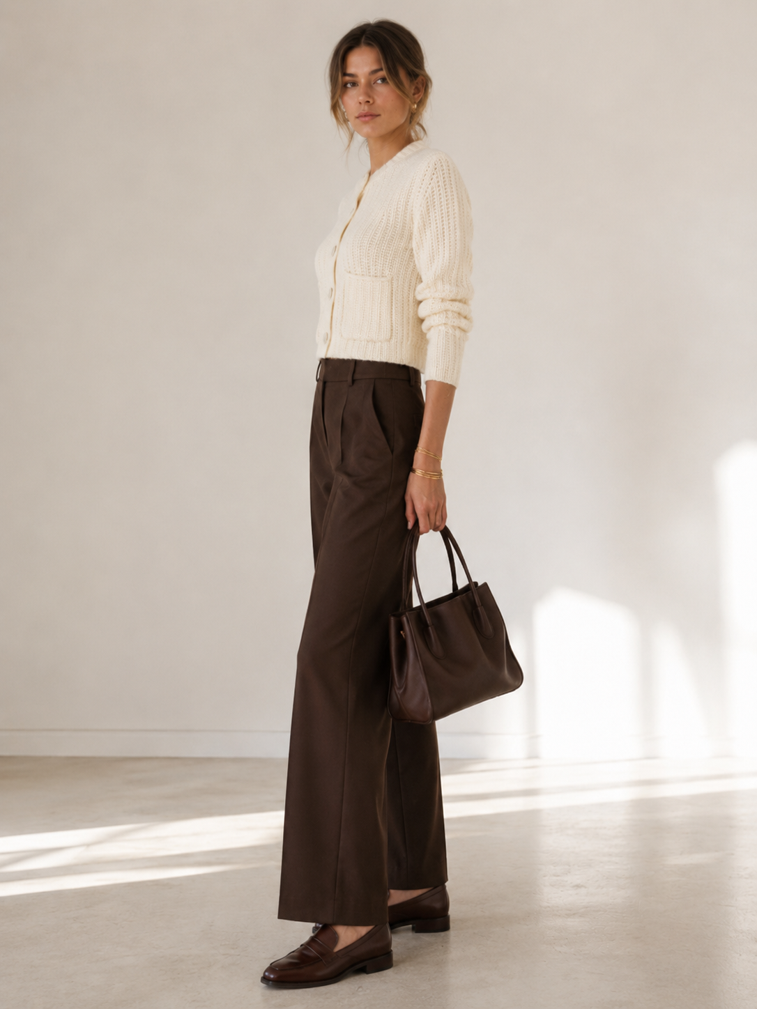 Kaschmir-Strickjacke „Rippstrick“ Offwhite