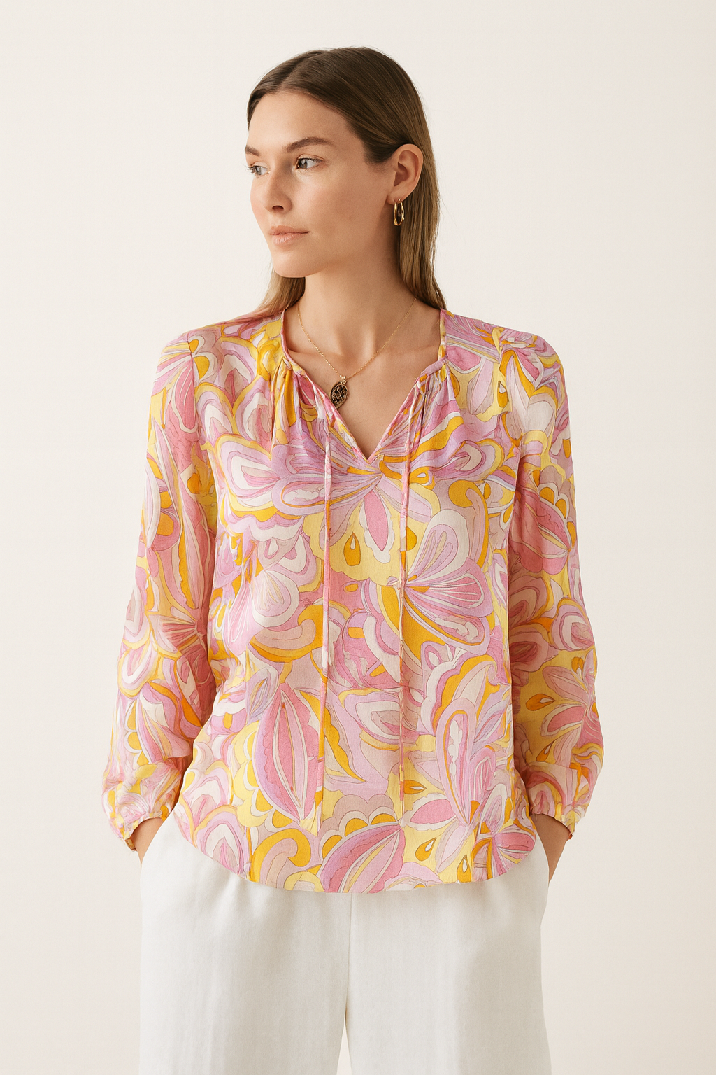 Bluse Rosa | Gelb | Multicolor