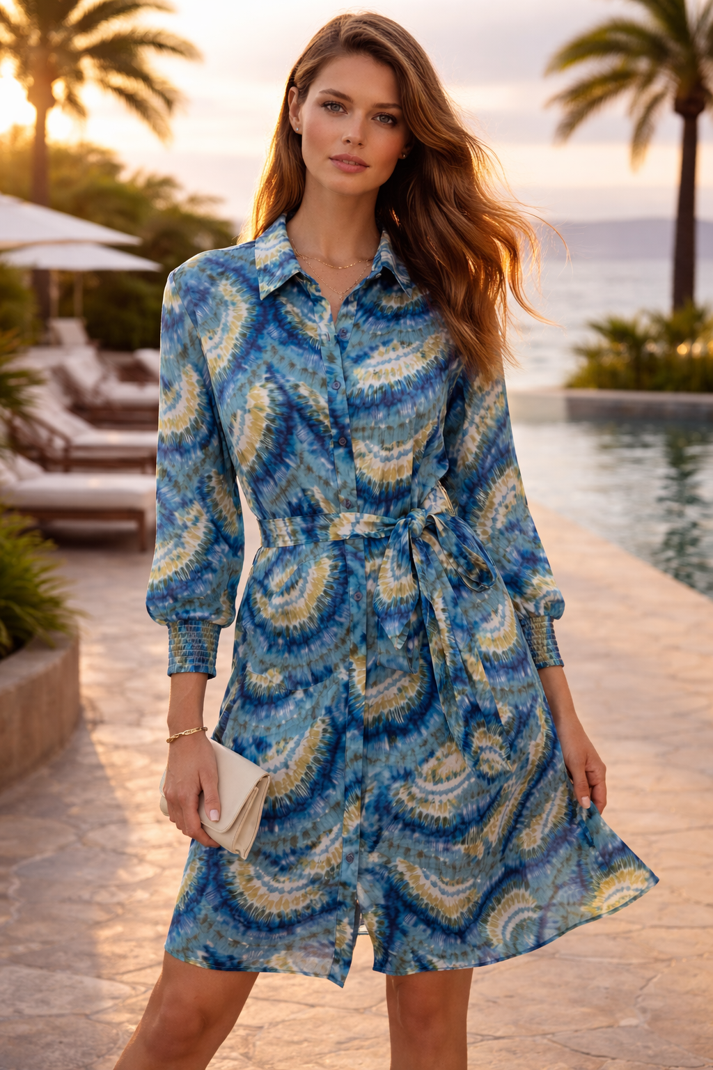 Hemdblusenkleid Ozeanblau | Türkis | Limonengrün