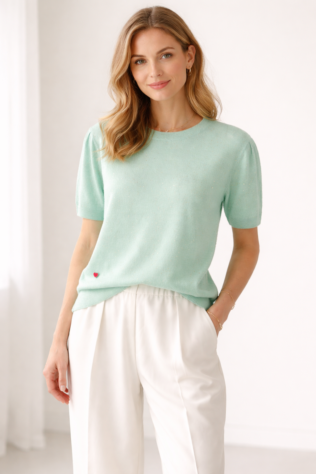 Pullover „Pailletten“ Salbeigrün