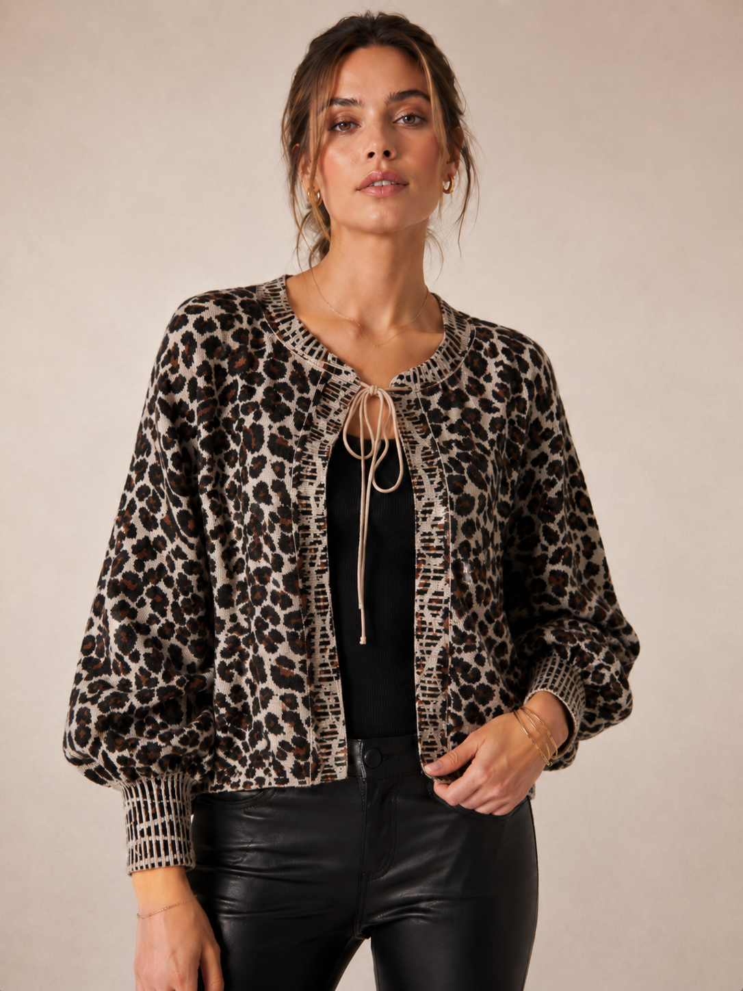 Statement-Strickjacke „Leo“ Beige | Braun