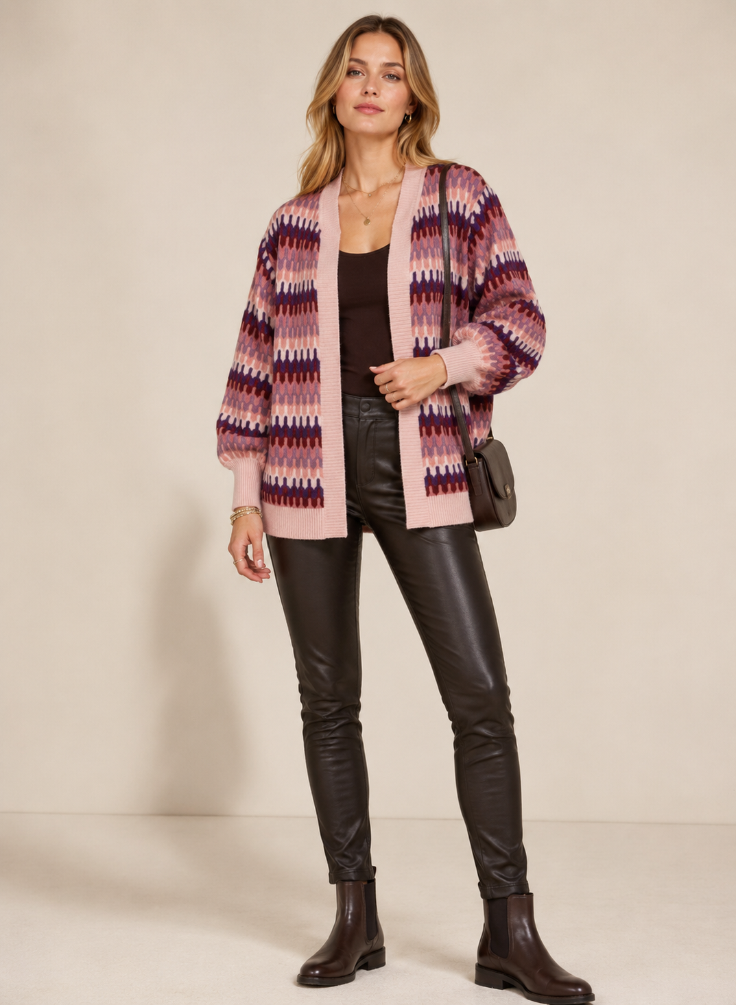 Statement-Strickjacke „Zickzack“ Rosa | Multicolor