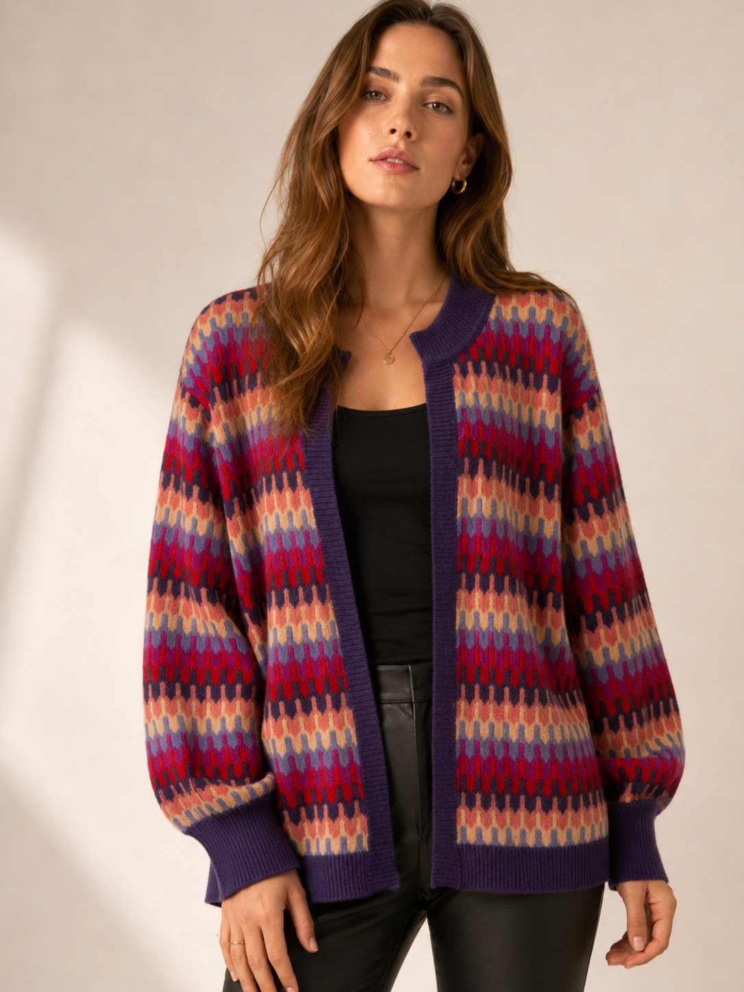 Statement-Strickjacke „Zickzack“ Multicolor