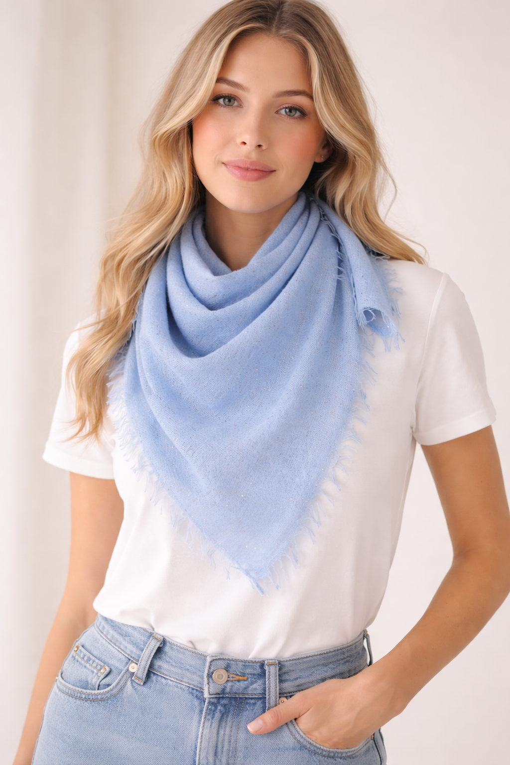 Viereckstuch „Pailletten“ Sky Blue