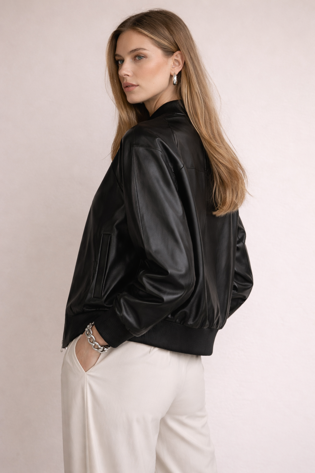 Lederblouson Schwarz