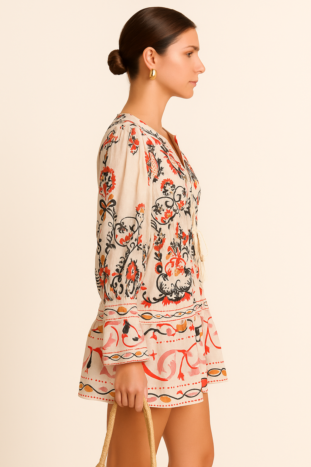 Kleid Weiß | Rot | Schwarz