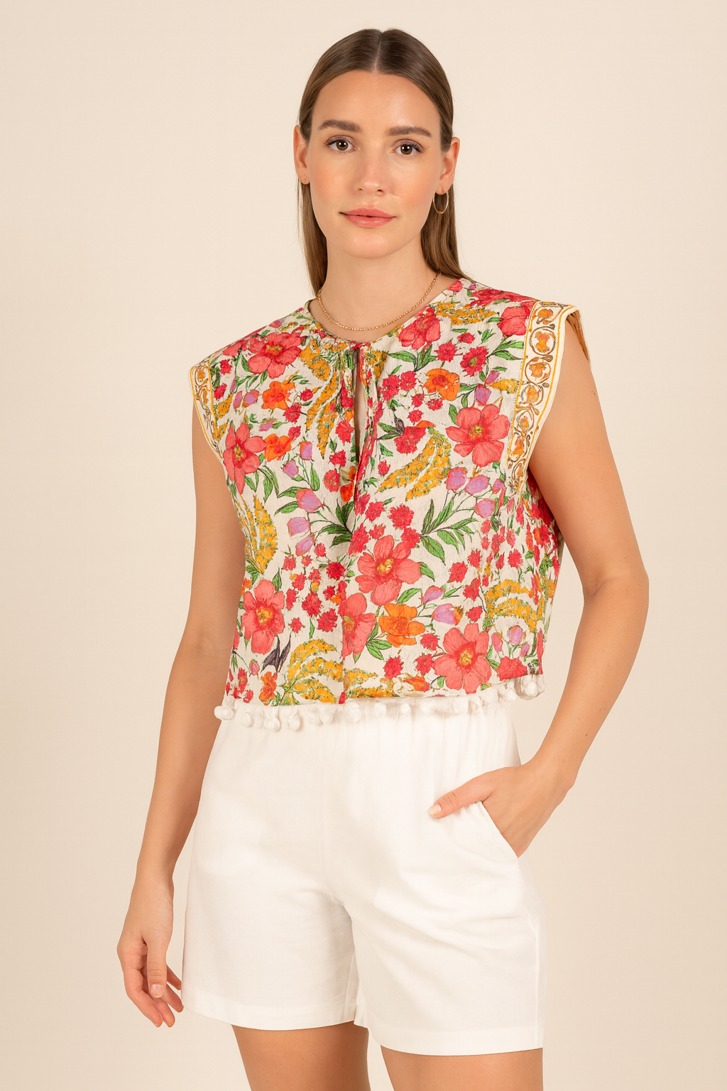 Shirt „Blumen“ Weiß | Multicolor