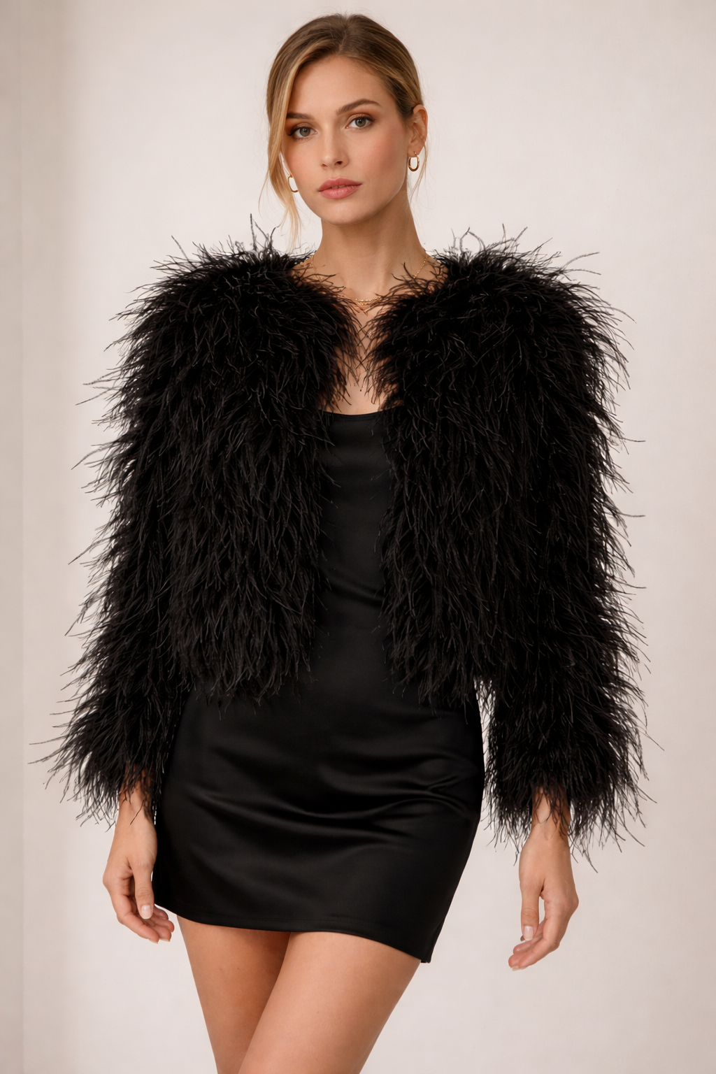 Statement-Federjacke Schwarz