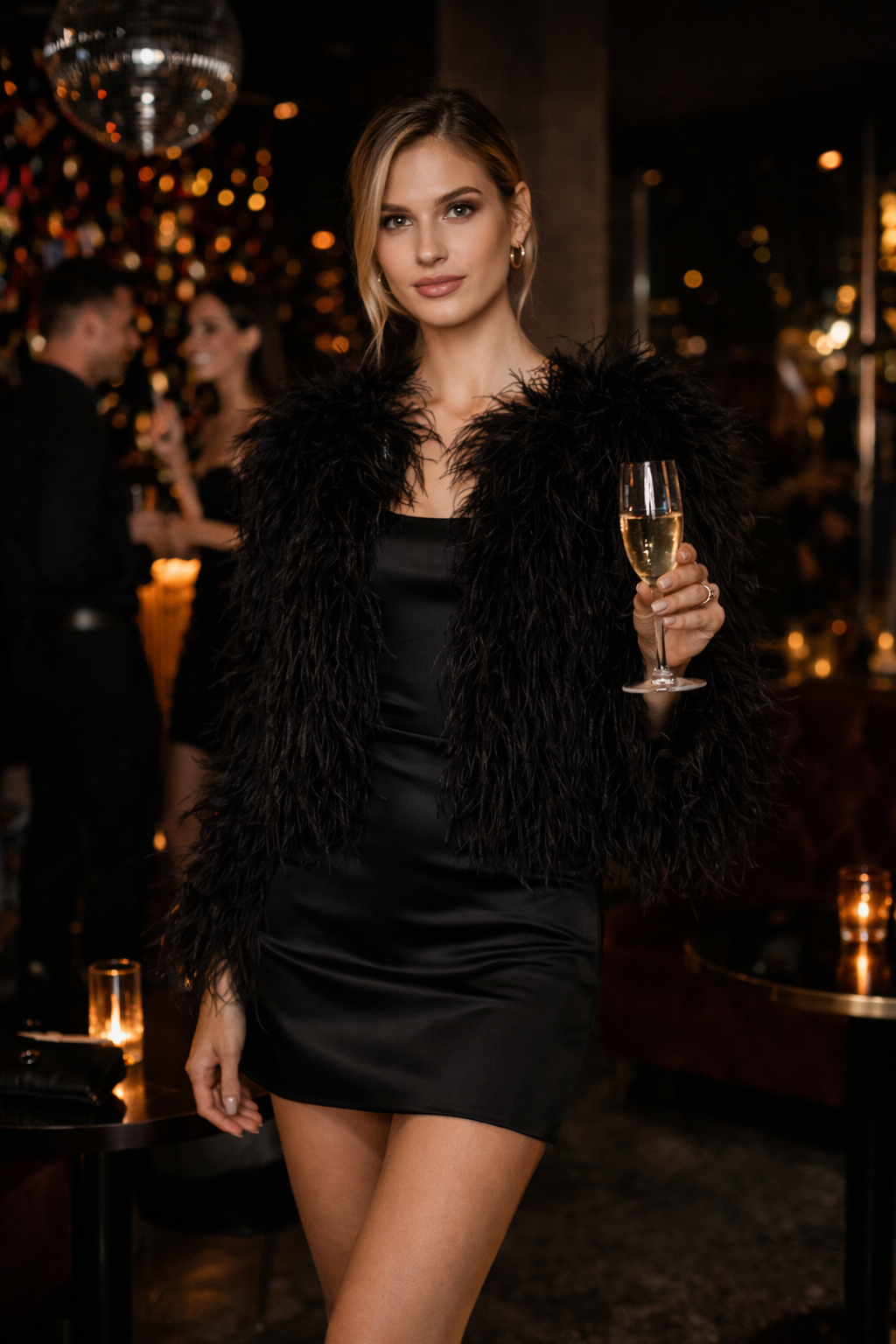 Statement-Federjacke Schwarz