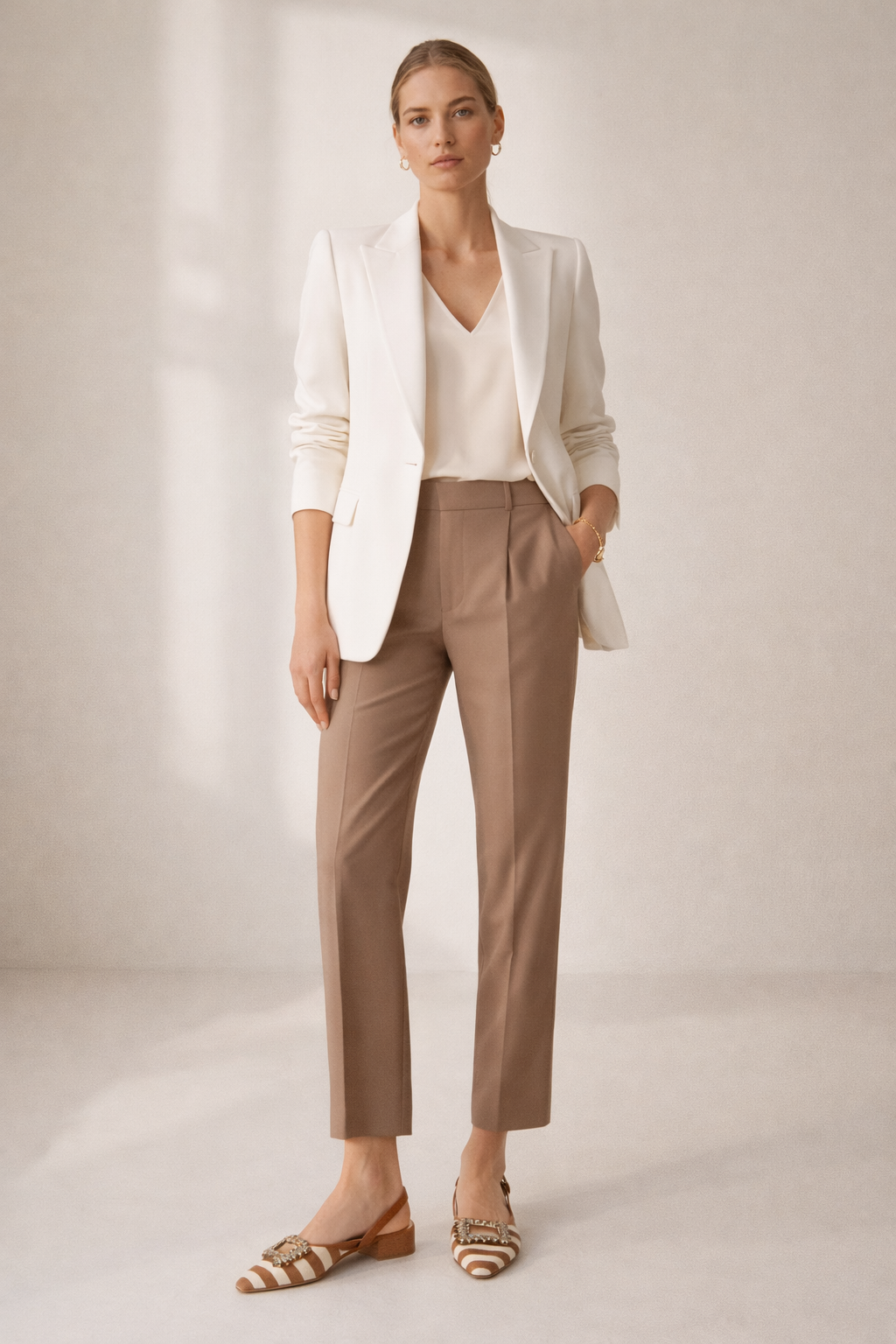 Die Kristall-Slingbacks Weiß | Camel