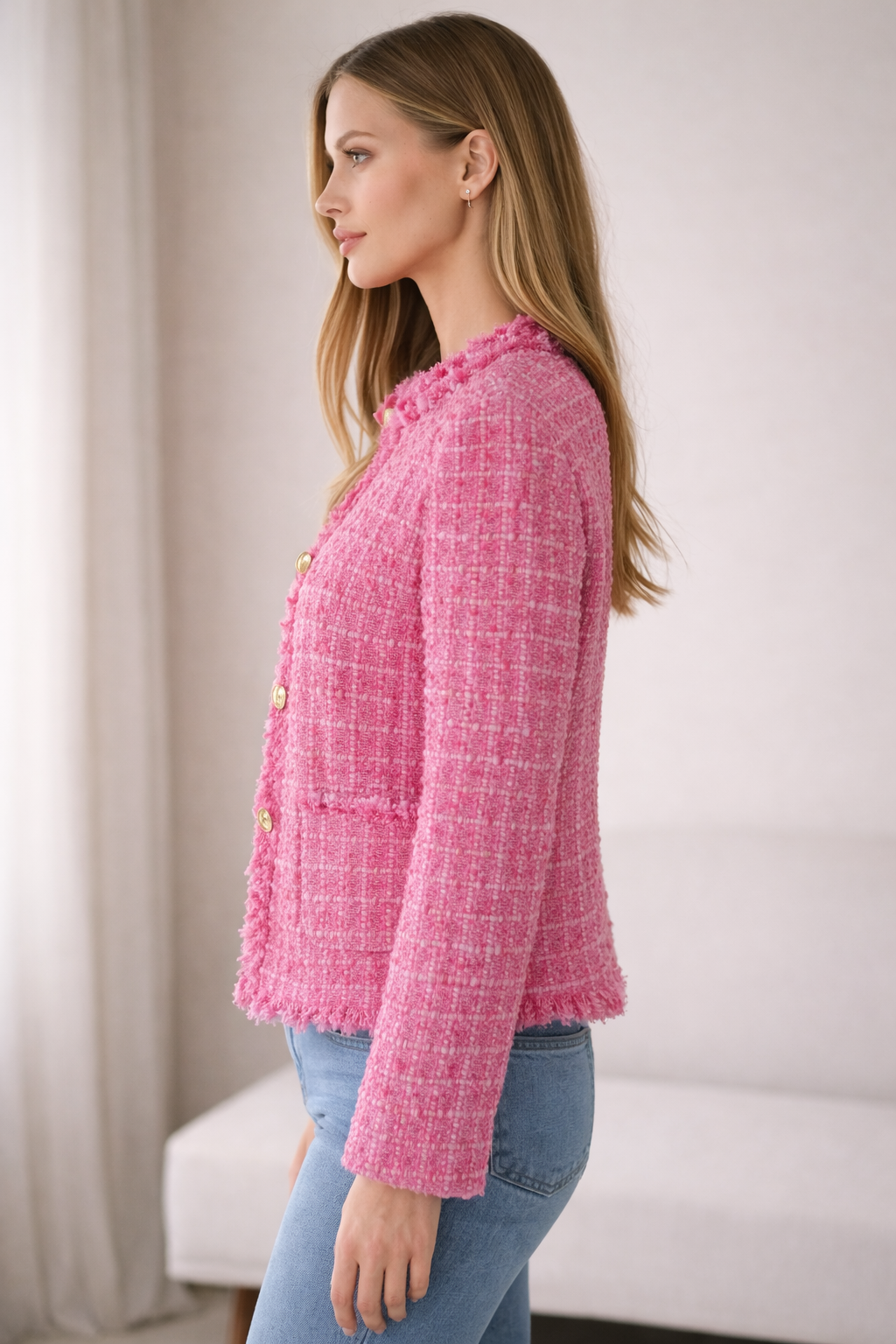 Statement-Bouclé-Blazer Pink
