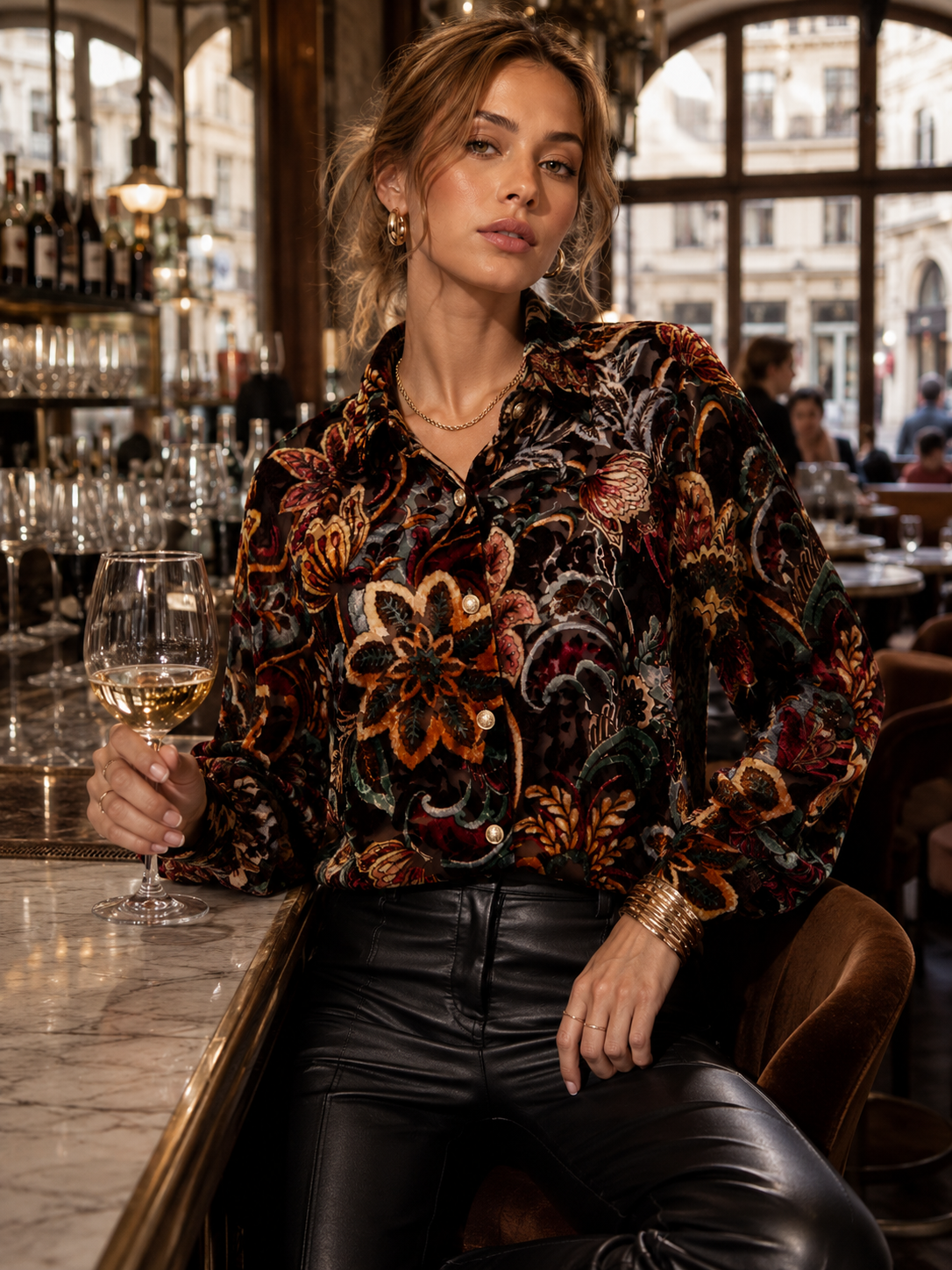 Samtausbrenner-Bluse „Floral“ Barolo | Multicolor