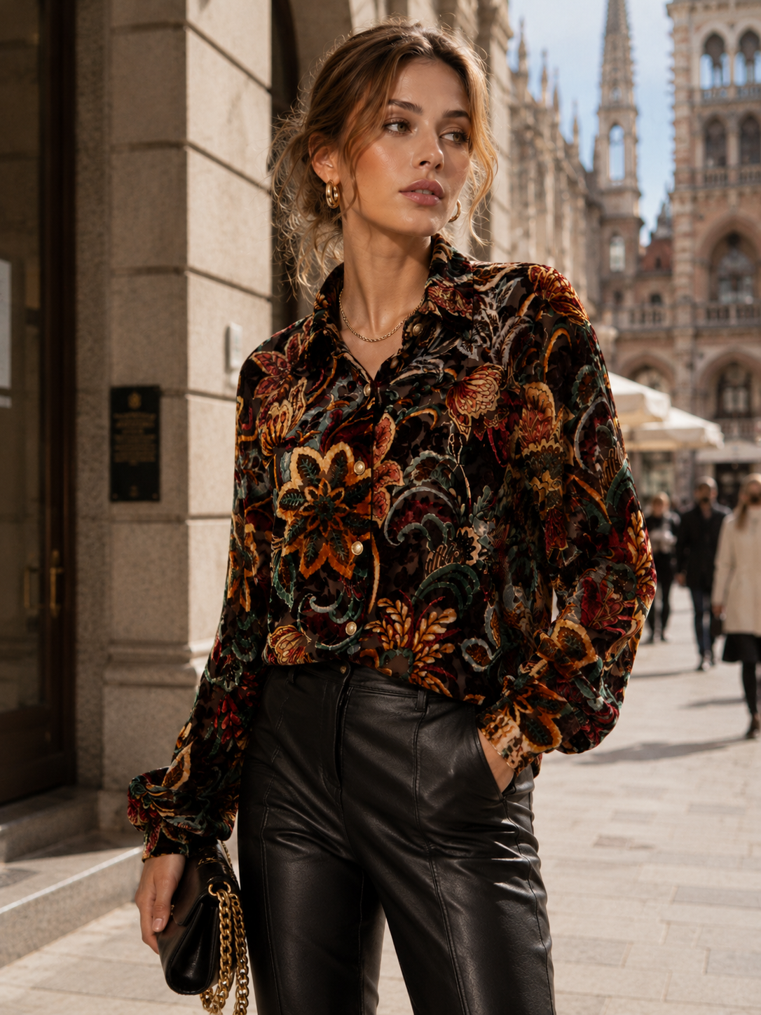 Samtausbrenner-Bluse „Floral“ Barolo | Multicolor