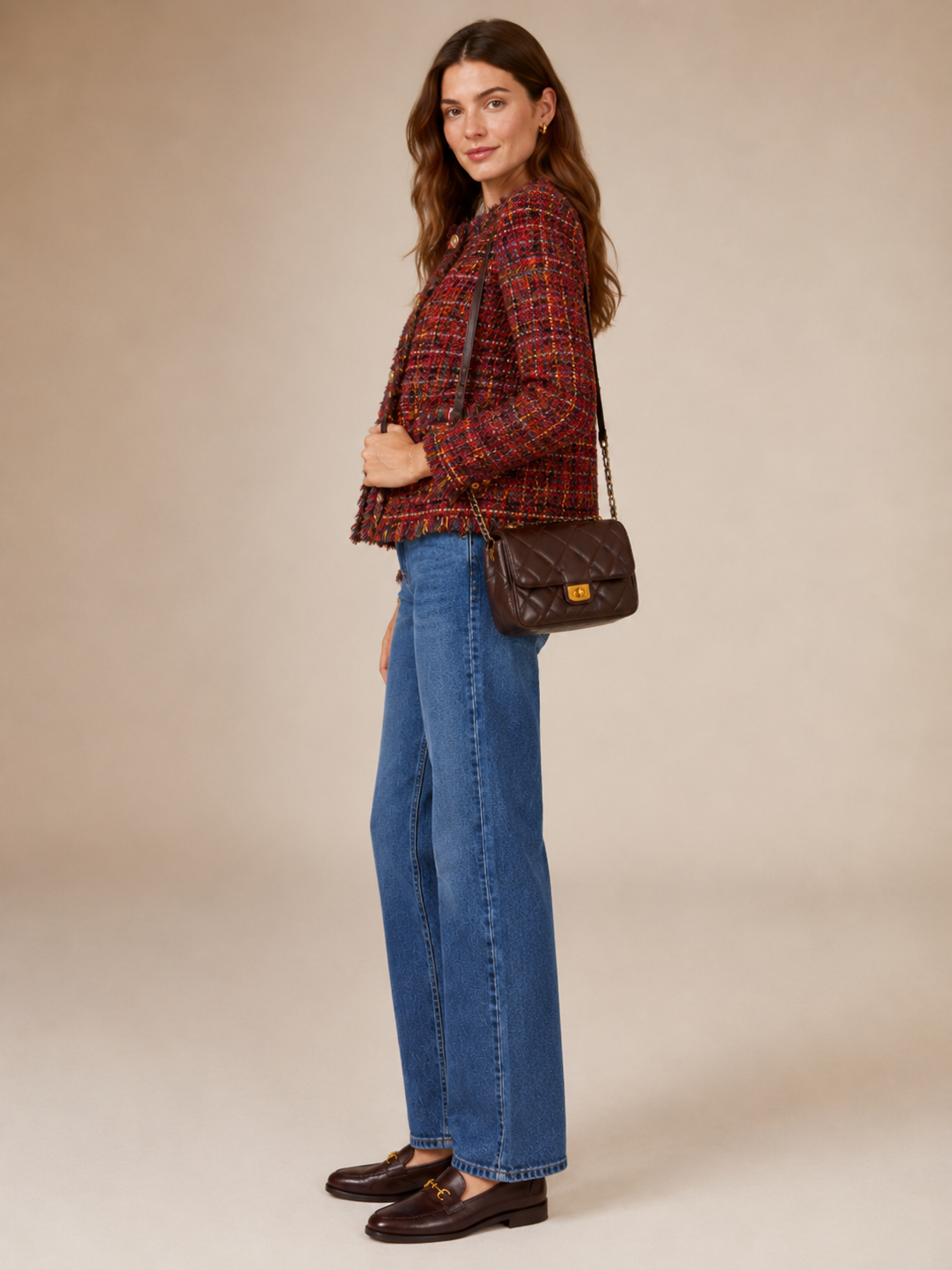 Bouclé-Jacke Rot | Multicolor
