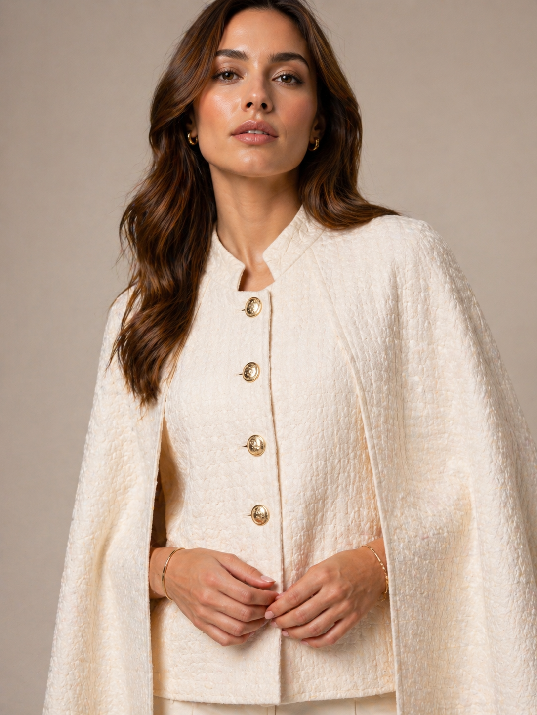 Cape-Jacke „Waffel-Optik“ Creme
