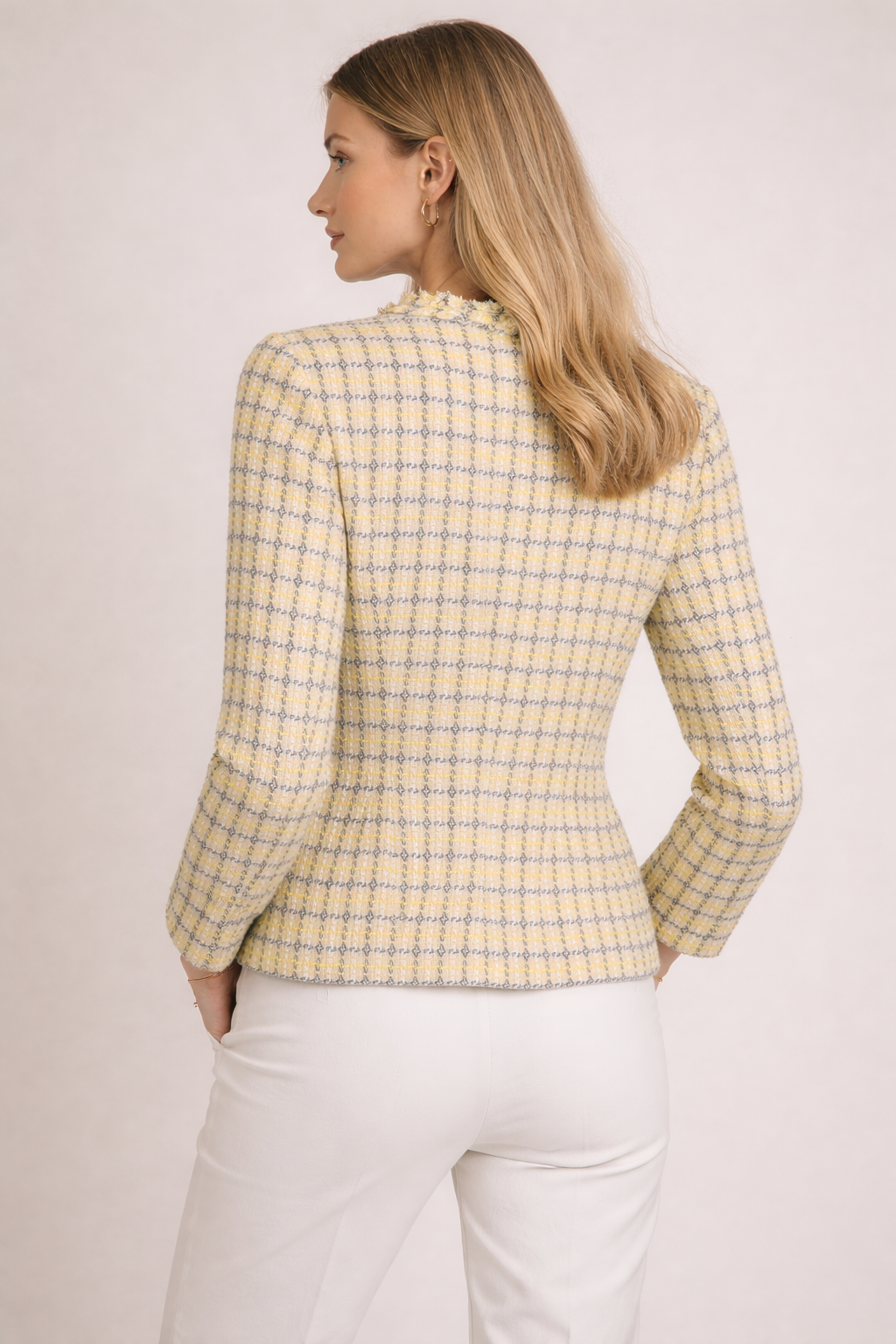 Bouclé-Jacke Gelb | Rosa | Weiß
