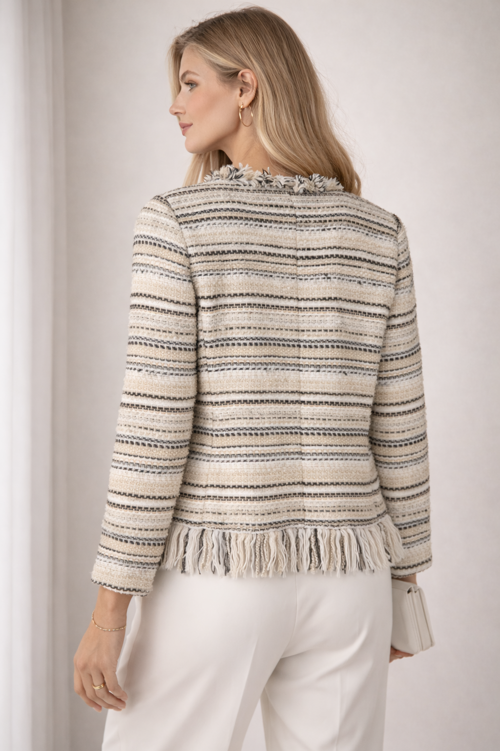 Tweed-Statement-Jacke Schwarz | Weiß | Gold