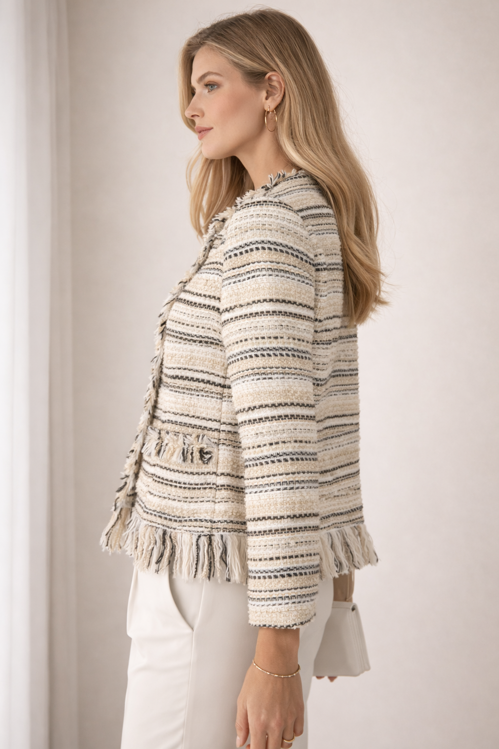 Tweed-Statement-Jacke Schwarz | Weiß | Gold