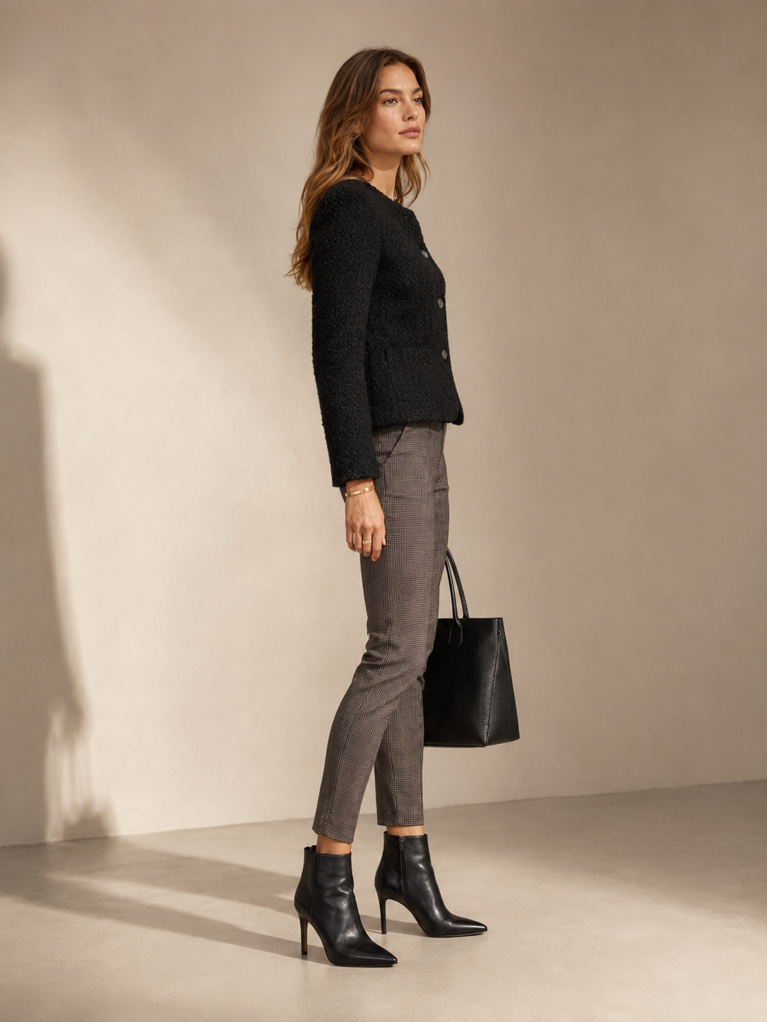 fleur Pariser Chic Strukturierte Jacke Schwarz - Textur & Detail