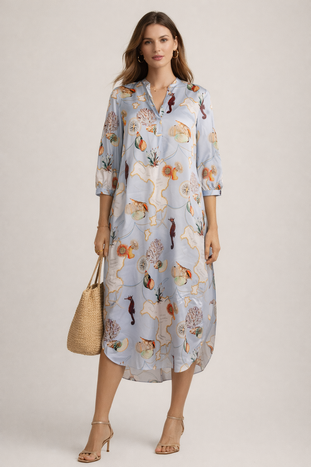 Seidenkleid Hellblau | Multicolor