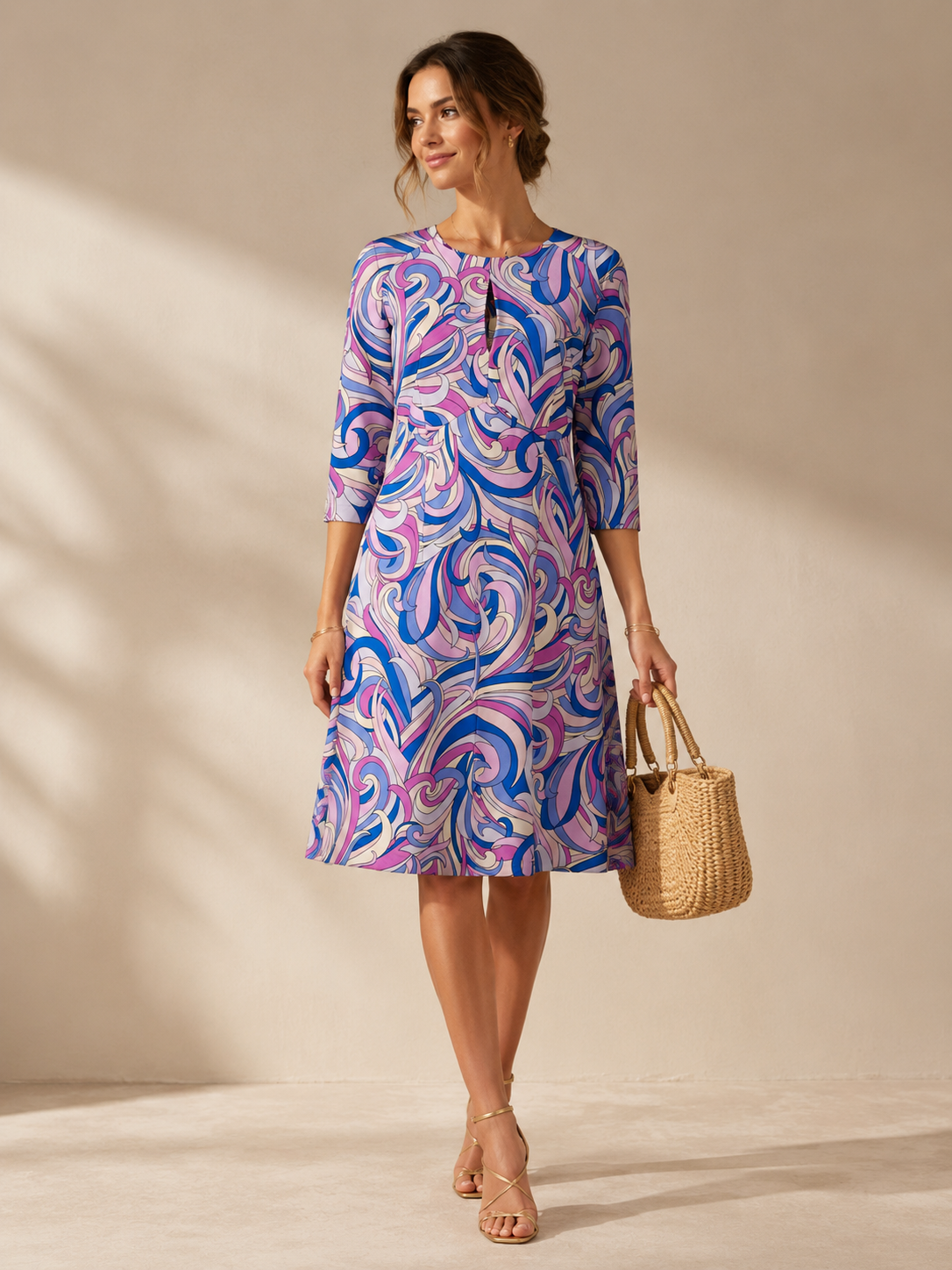 Statement-Kleid „Retro-Chic“ Blau | Rosa | Multicolor