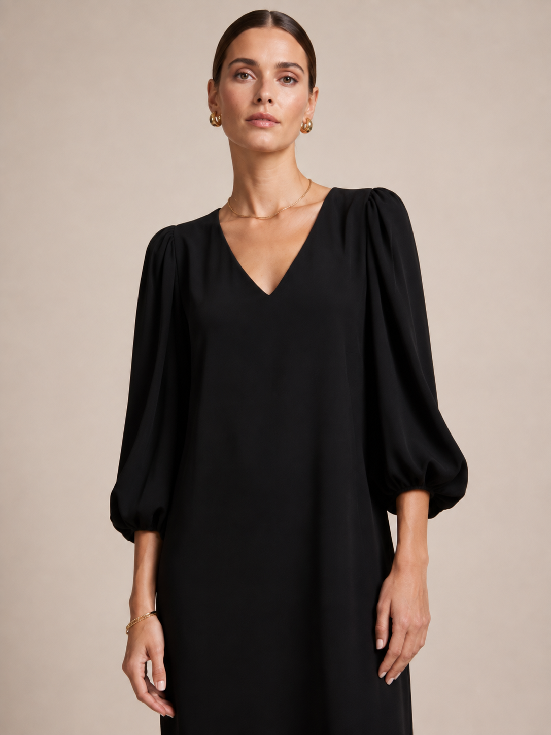 Zeitlose Eleganz Statement-Kleid Schwarz
