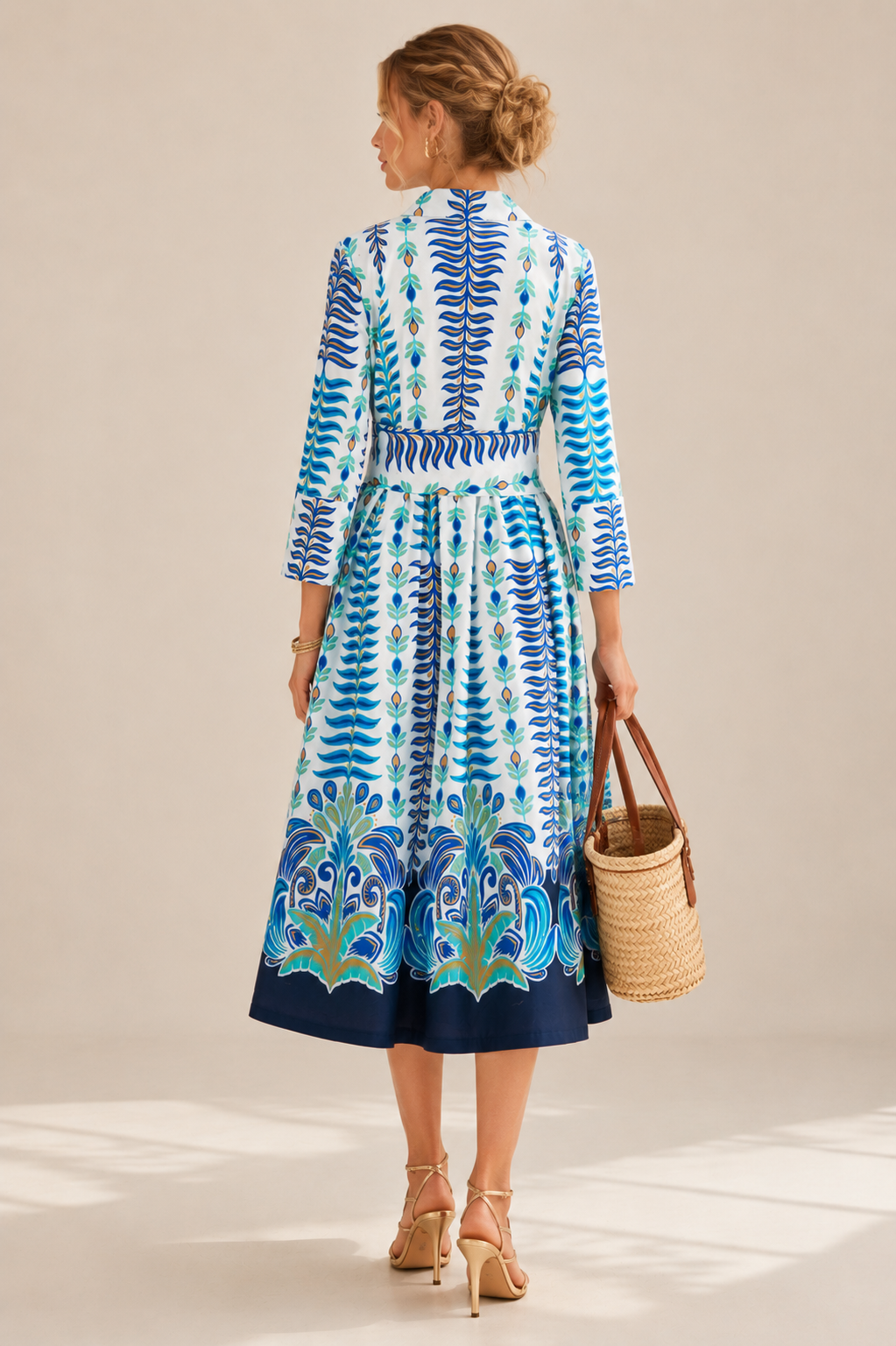 Statement-Kleid Weiß | Blau | Türkis