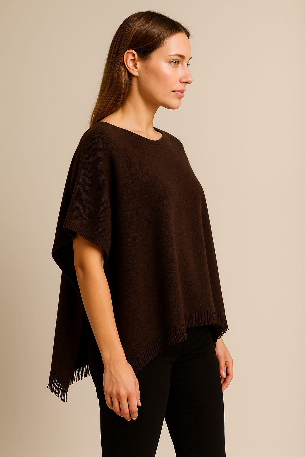 Kaschmir Pullover „Poncho Cut“ Schokobraun