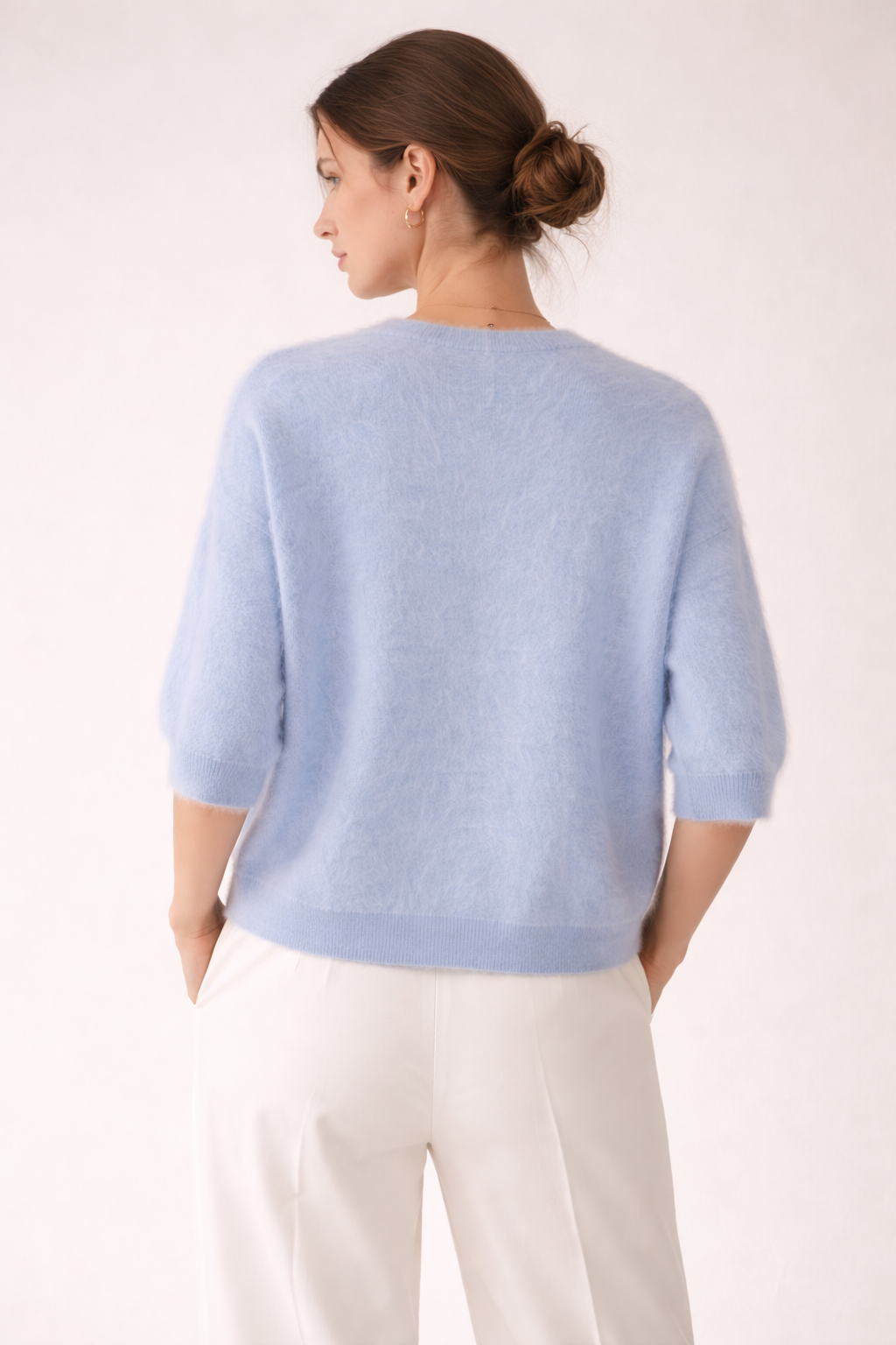 Kaschmir Strickjacke „Fell“ Hellblau