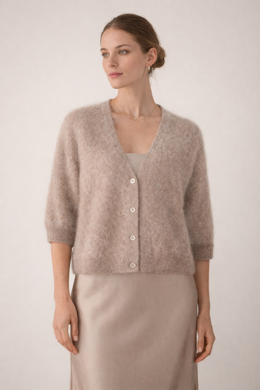 Kaschmir Strickjacke „Fell“ Taupe