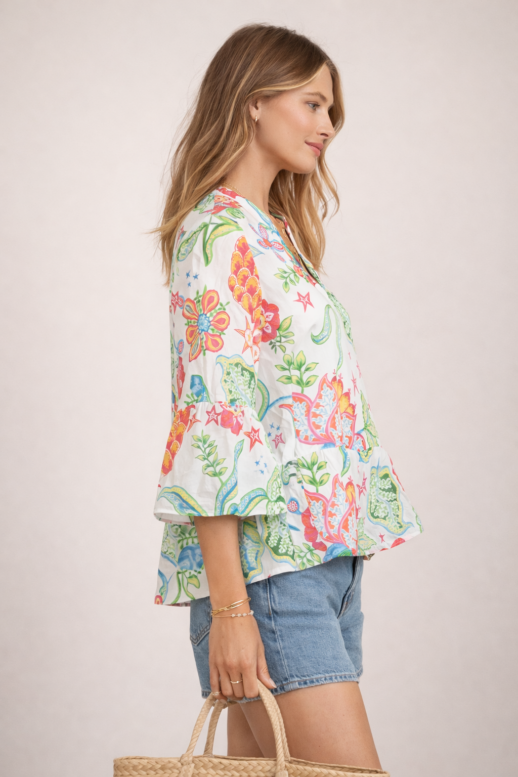 Tunikabluse „Floral“ Weiß | Multicolor