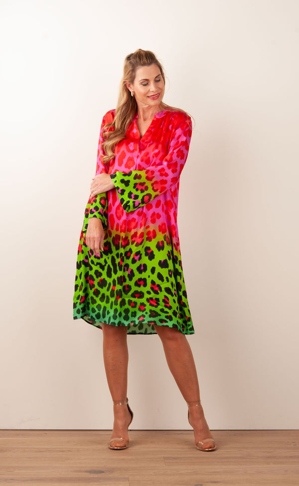 Kleid „Leo“ Pink | Grün | Multicolor