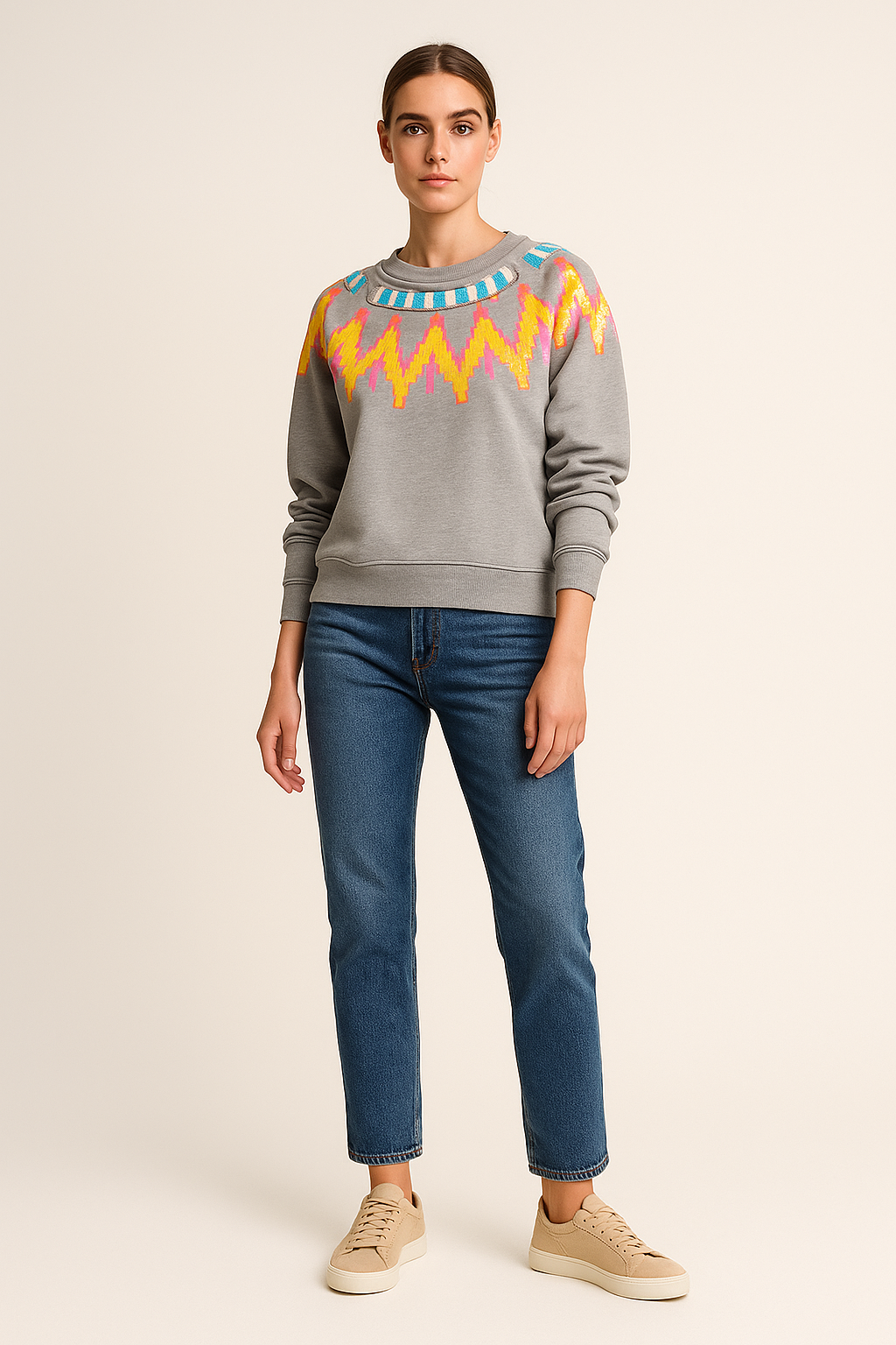 Sweatshirt Melange Grau | Multicolor