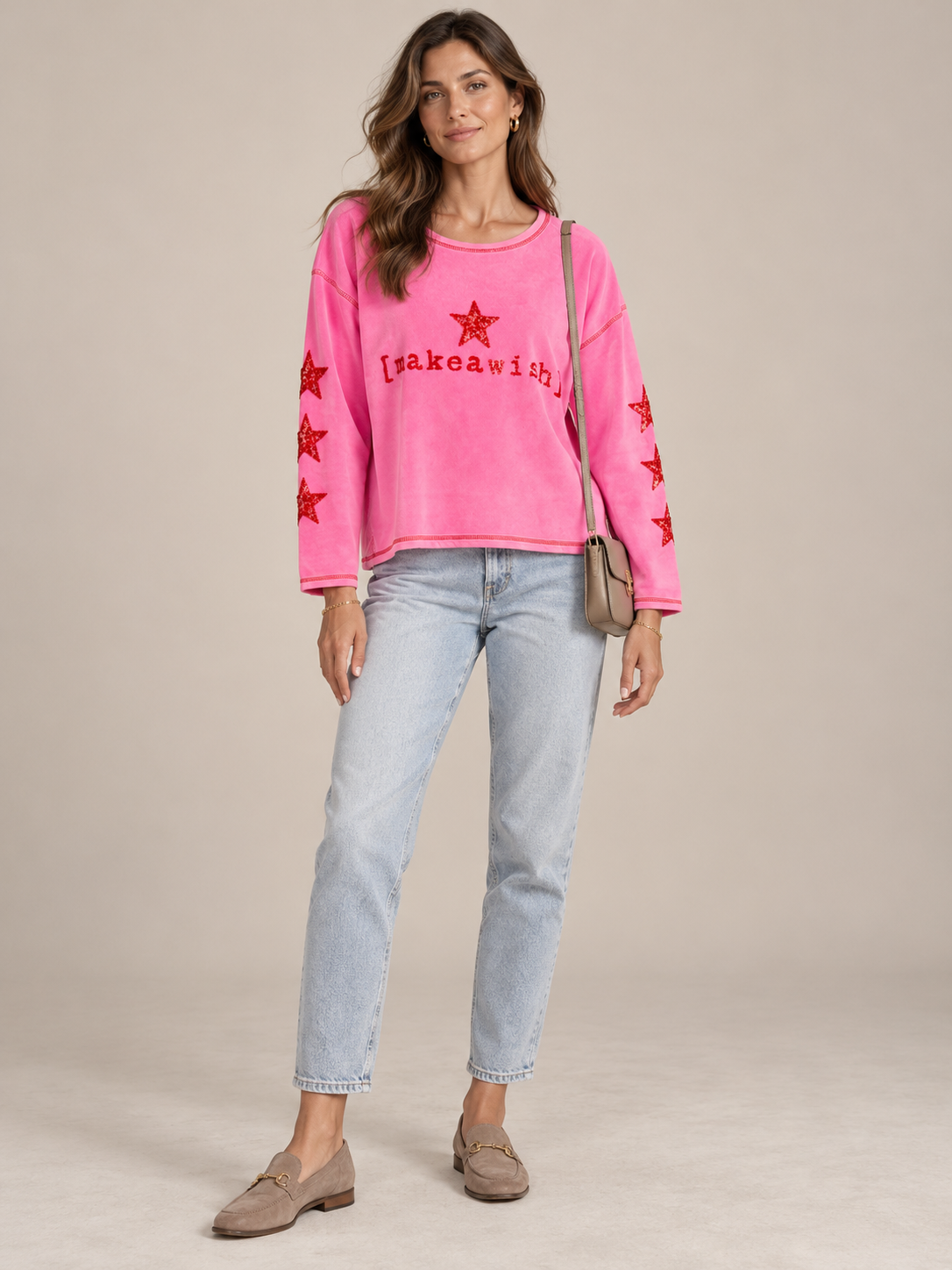 LEBENSFREUDE PUR IN PINK: DAS NICKI-SWEATSHIRT „MAKE A WISH“ VON GRACE / Frontansicht