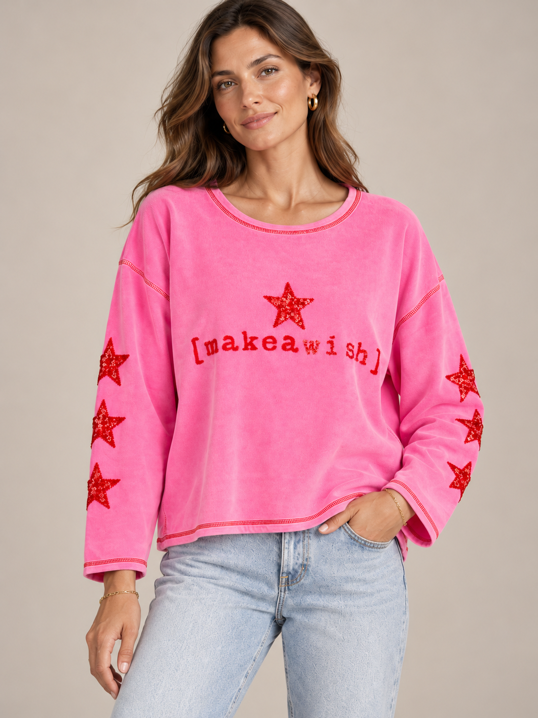 LEBENSFREUDE PUR IN PINK: DAS NICKI-SWEATSHIRT „MAKE A WISH“ VON GRACE / Zoomansicht