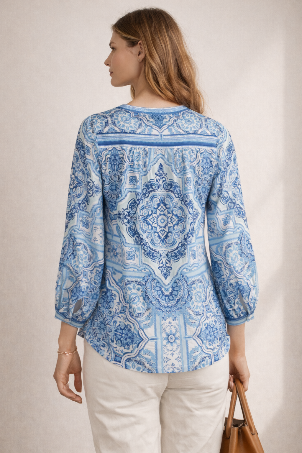 Blusenshirt Blau | Weiß