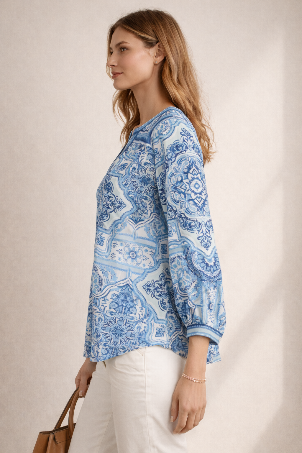 Blusenshirt Blau | Weiß