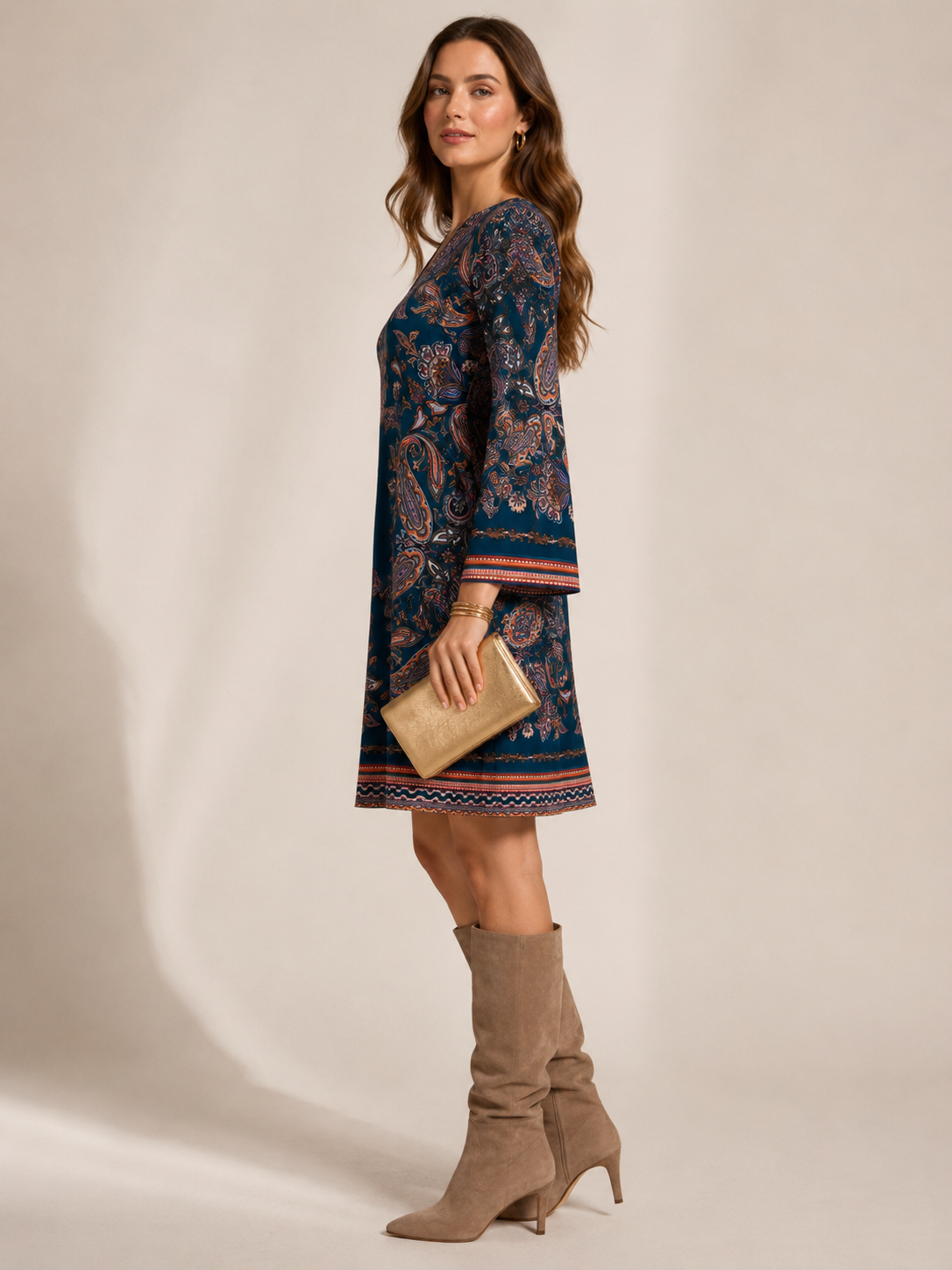 Statement-Kleid „Bohemian Chic“ Dunkelblau | Multicolor