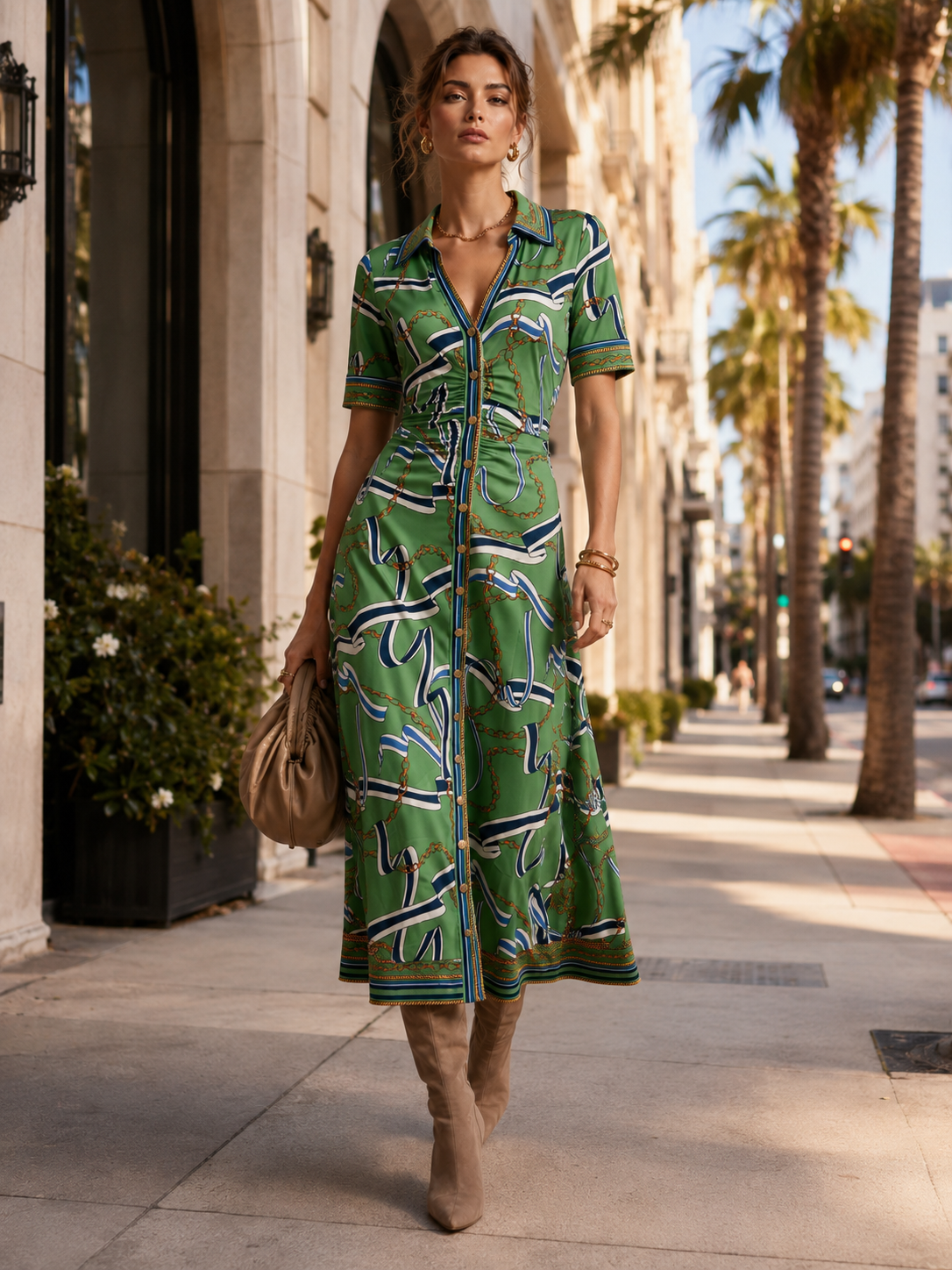 Statement-Kleid „Ketten & Seile“ Grün | Multicolor