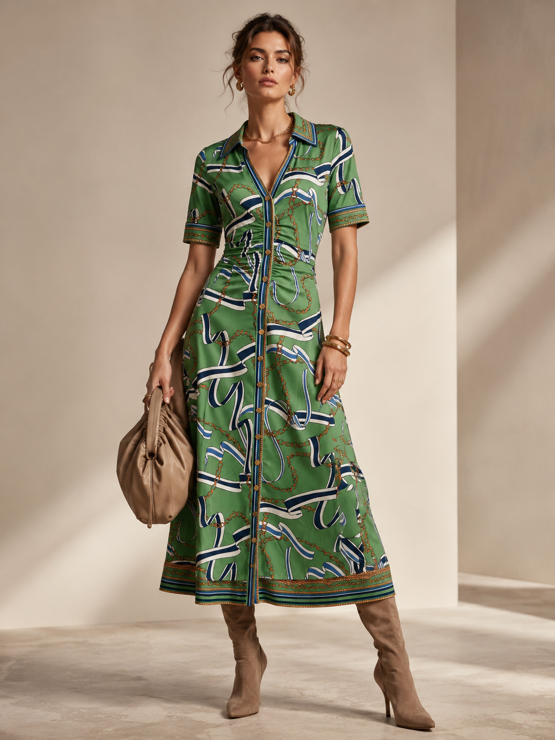 Statement-Kleid „Ketten & Seile“ Grün | Multicolor