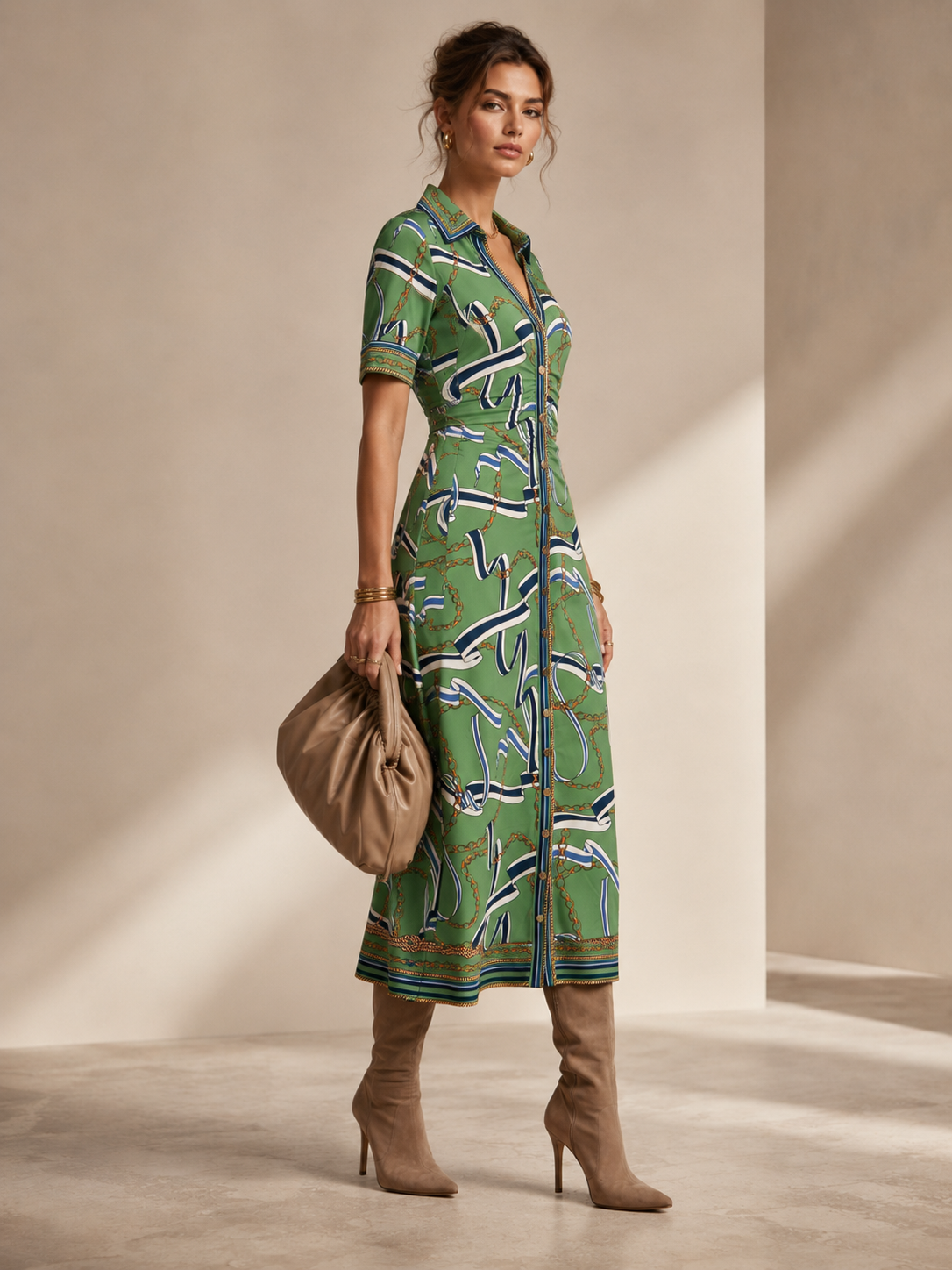 Statement-Kleid „Ketten & Seile“ Grün | Multicolor
