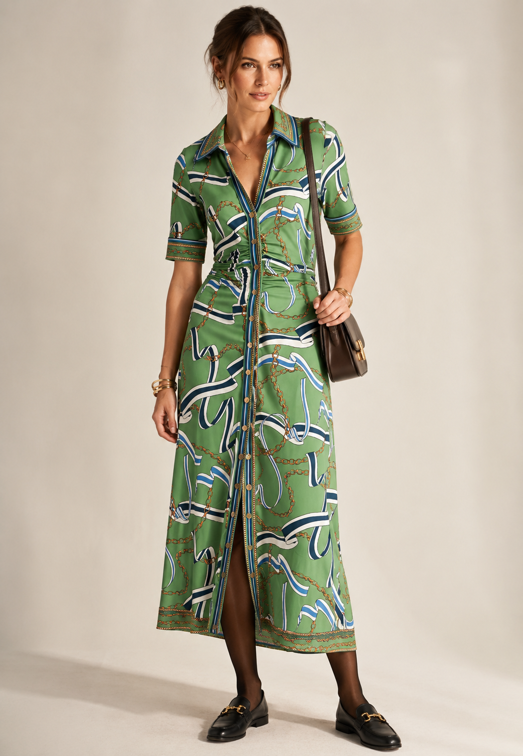 Statement-Kleid „Ketten & Seile“ Grün | Multicolor