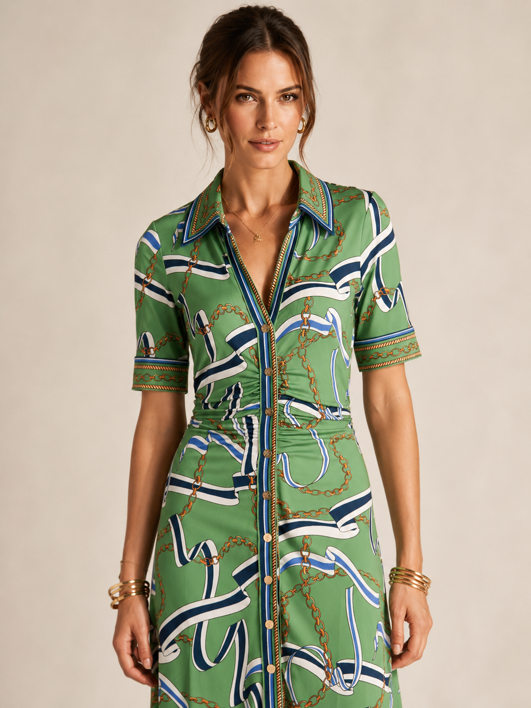 Statement-Kleid „Ketten & Seile“ Grün | Multicolor