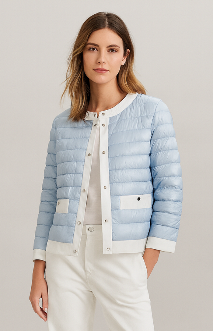Leichte Daunenjacke Hellblau | Weiß