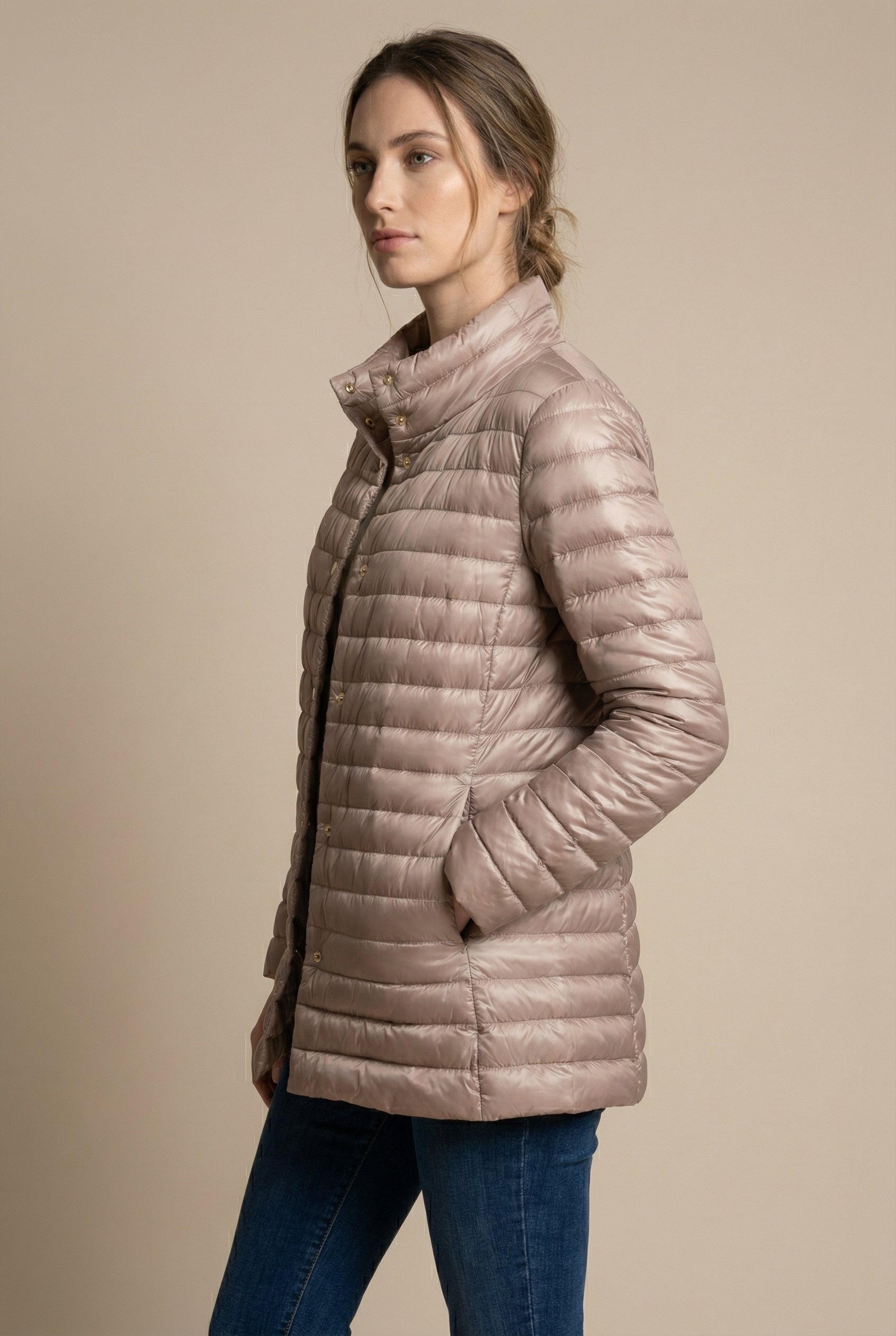 Leichte Wende-Daunenjacke Puder | Beige