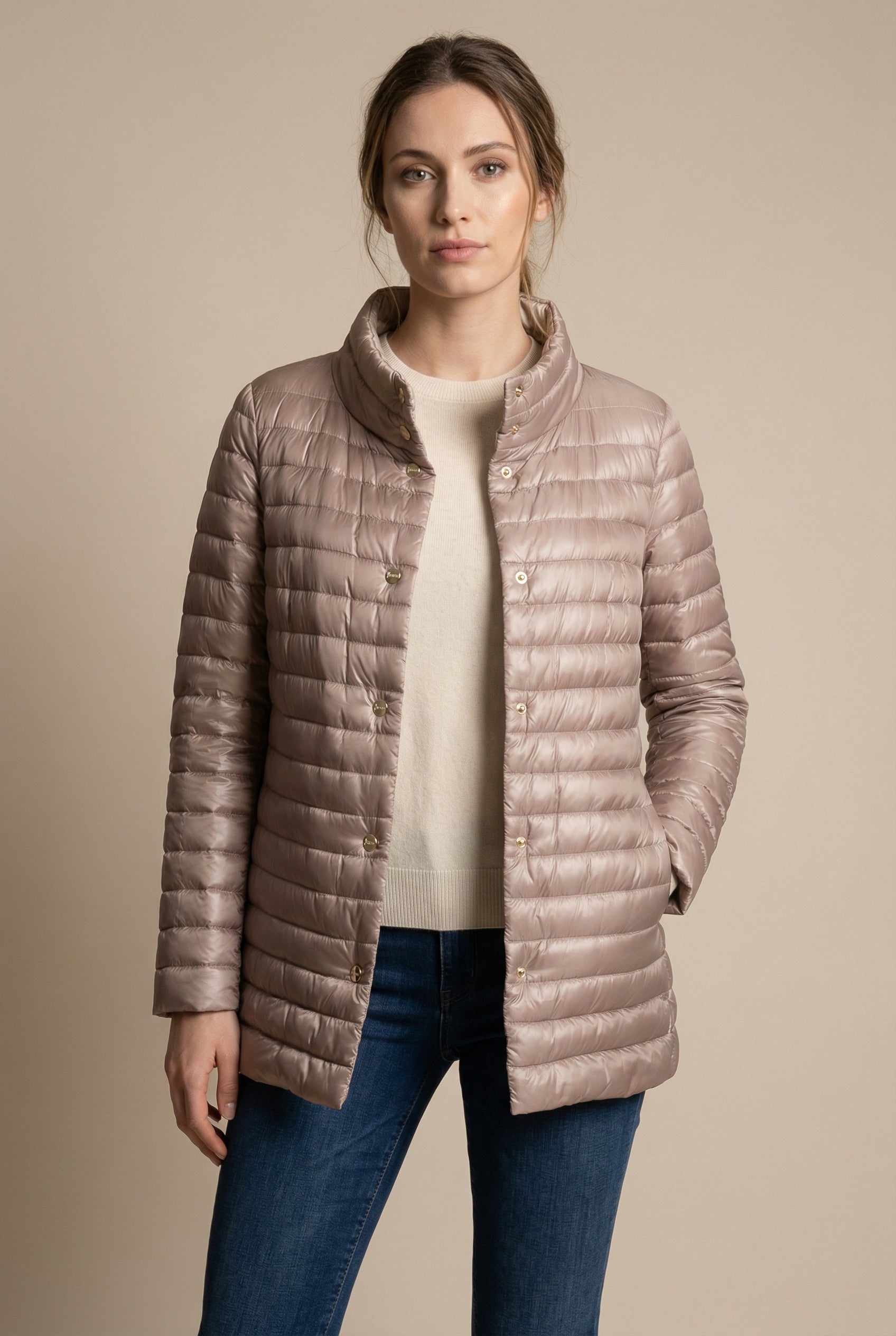 Leichte Wende-Daunenjacke Puder | Beige