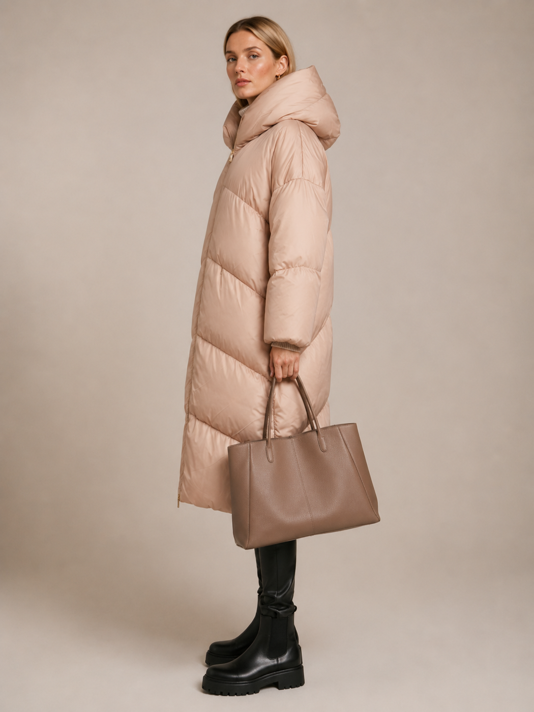 Statement-Daunenmantel „Puffer-Coat“ Beige