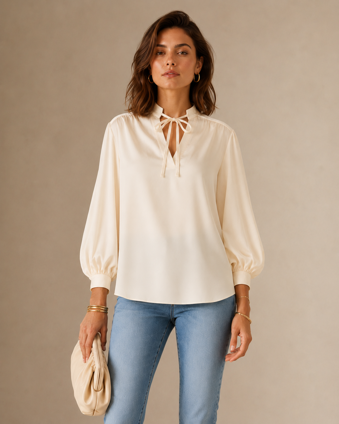 Schluppenbluse „Elisa“ Creme
