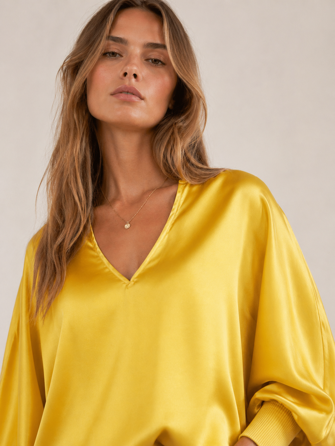 Seidenbluse „EVY“ Safran/Lemon