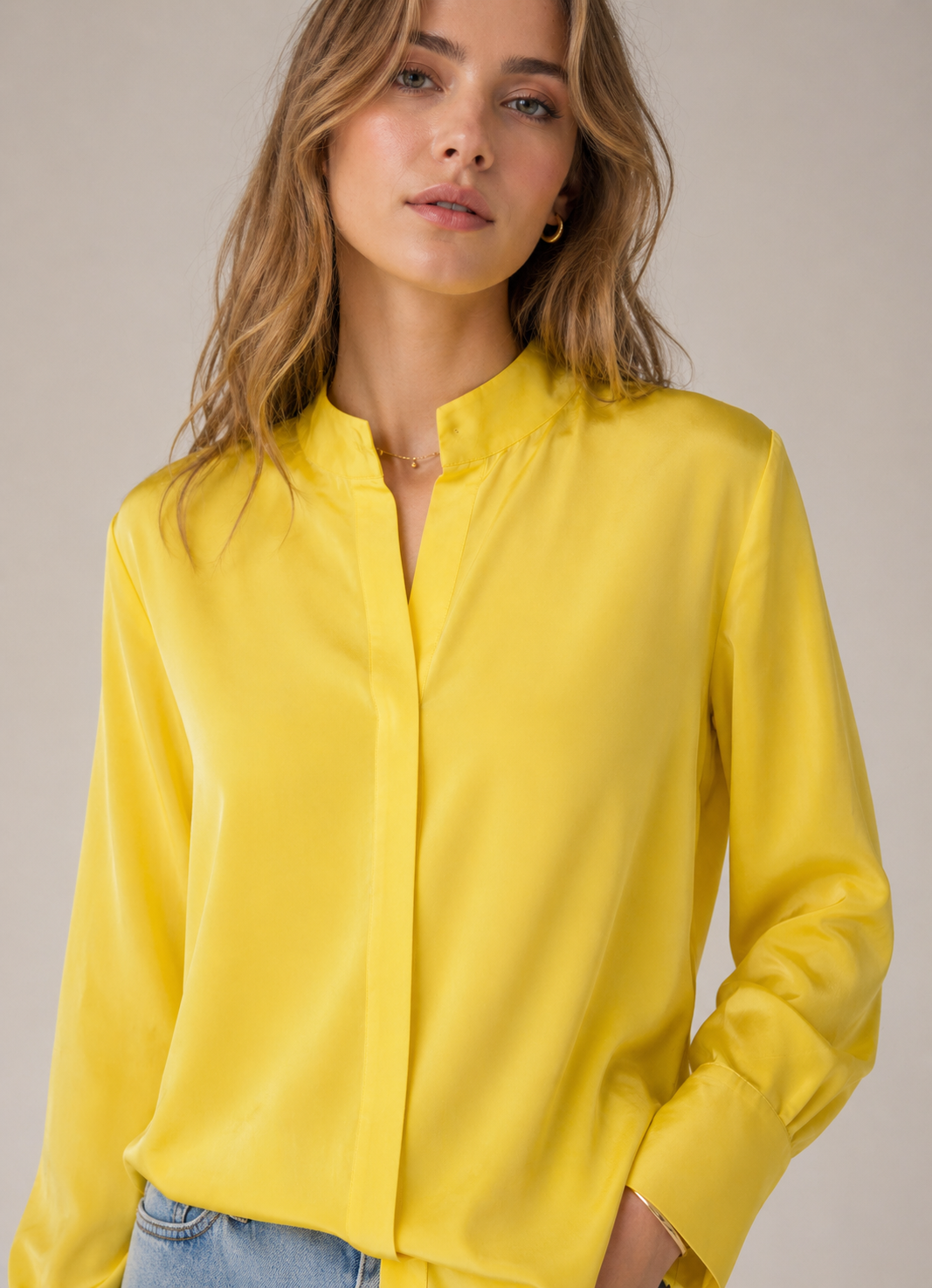 Seidenbluse „CAELA“ Safran | Lemon